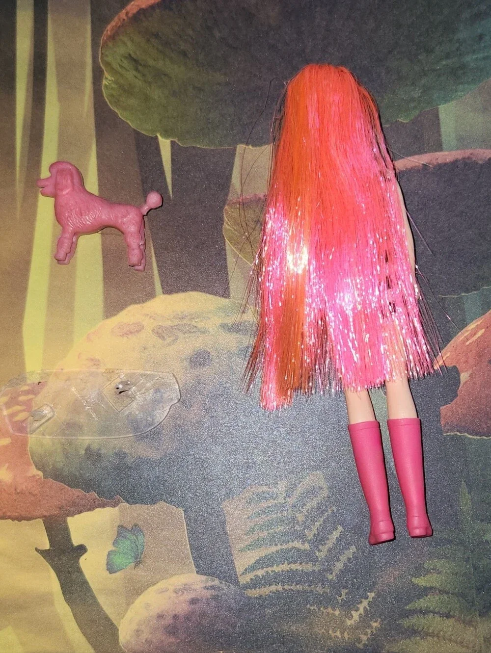 OOAK Dawn & her Friends DAWN Doll Reroot w/Pink/Black Dress Boots Poodle Stand